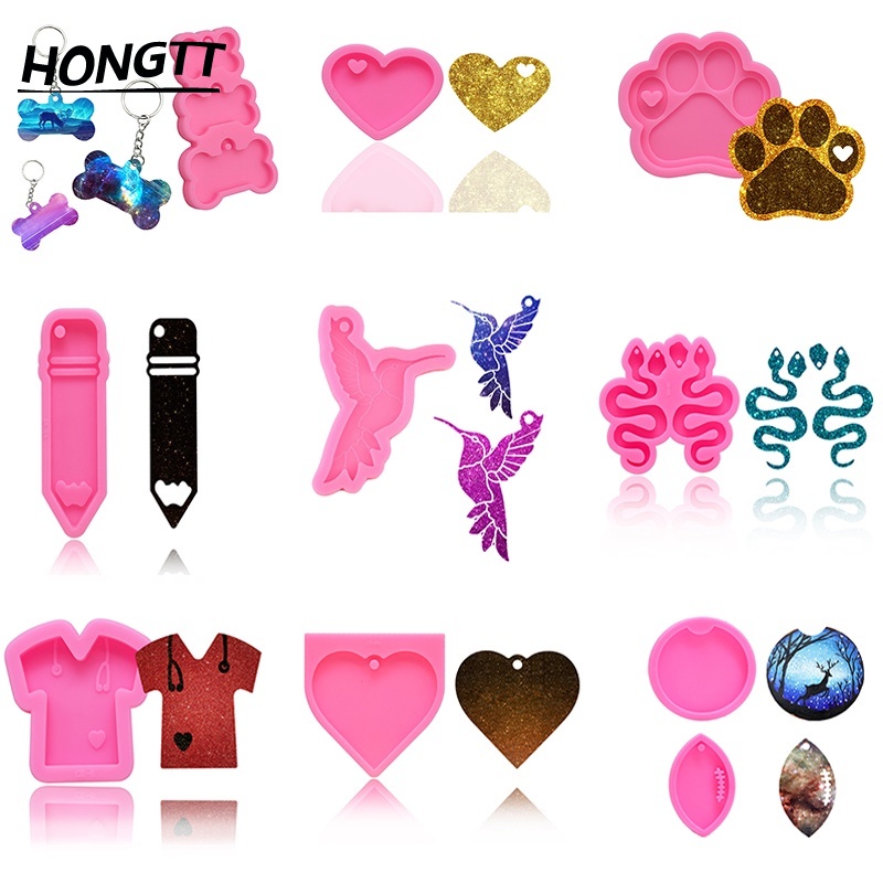 DIY Pingentes Osso Pata Do Gato Em Forma De Molde De Silicone Tag Cão Chaveiro Epóxi Moldes De Resina Para