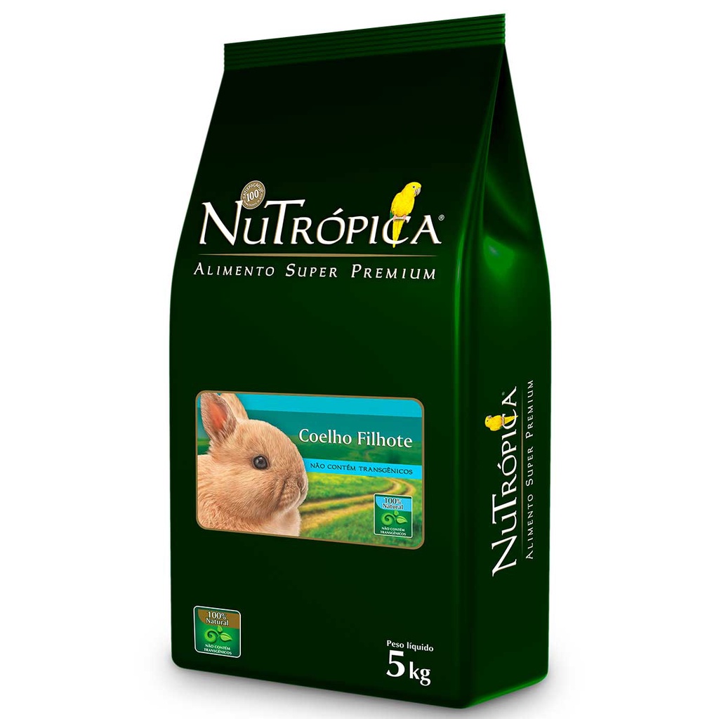 Ração Nutrópica Coelho Filhote Jovem 5kg Alimento Completo Super Premium Sem Transgênico Alfafa