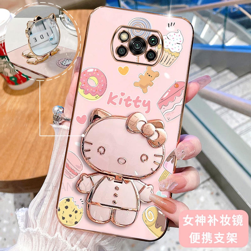 Caixa POCO X3 PRO X3 NFC Capa 2025 Novo design Hello Kitty Cat Com Espelho De Maquiagem Porta 3D Portátil E SoftCase em Oferta na Shopee