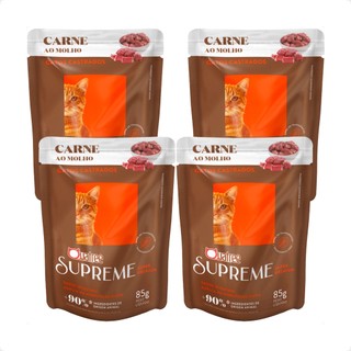 Kit 4 Quatree Supreme Sachê Gatos Castrados Carne ao Molho - 85 g em Oferta na Shopee