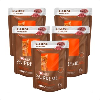 Kit 5 Quatree Supreme Sachê Gatos Castrados Carne ao Molho - 85 g em Oferta na Shopee