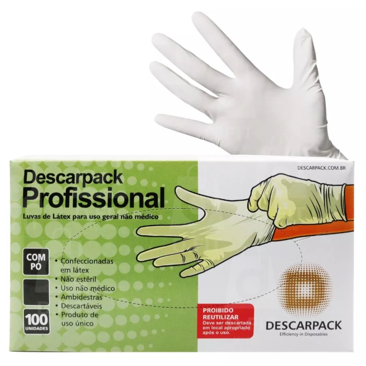 Luva de Látex Com Pó Profissional Tamanho P Caixa C/100 Unidades - Descarpack em Oferta na Shopee