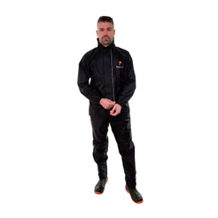 Capa Chuva Moto Pioneira Nylon Full Masculino Impermeável Gola Capuz Embutido Preta Conjunto Refletivo