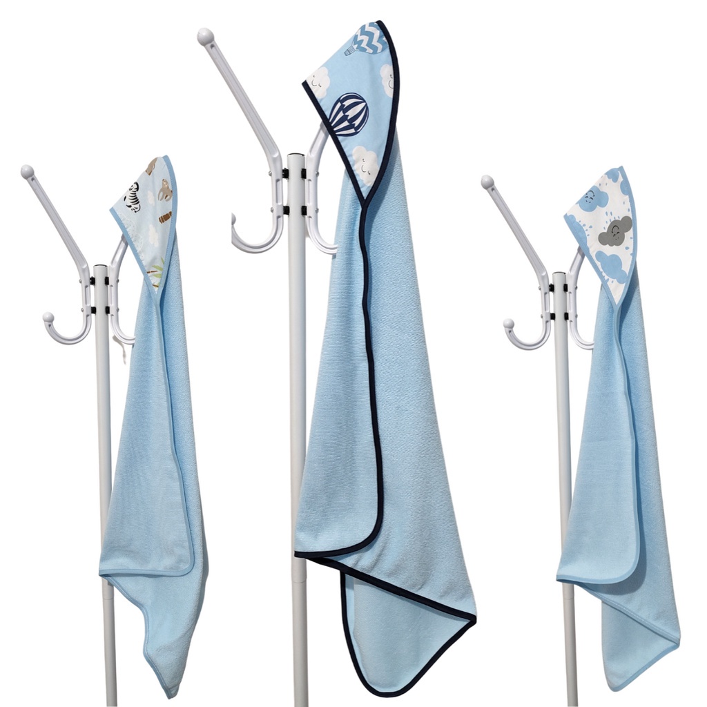 Kit 3 unidades Toalha De Banho Bebe Soft Infantil Tecido Azul Com Capuz Forrado 100% Algodão Menino Diversas Estampas