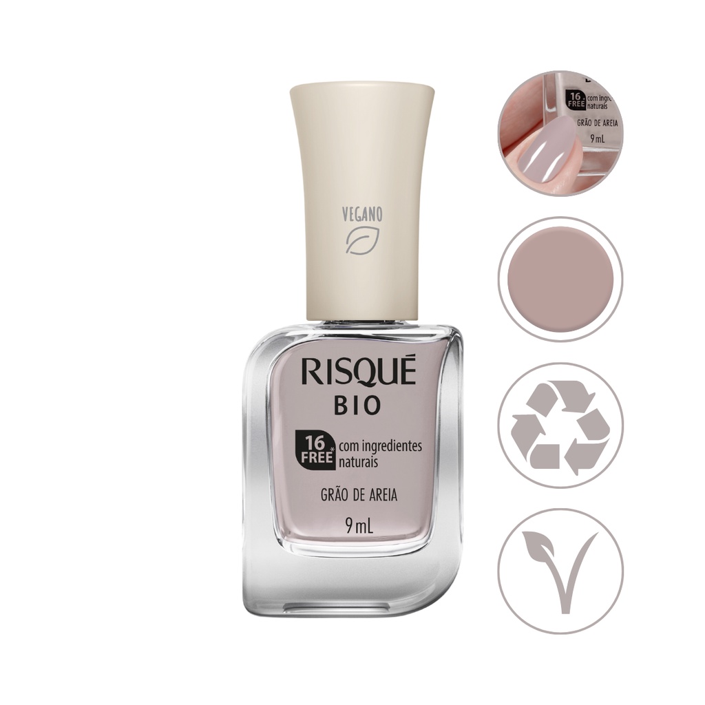 Esmalte Cremoso Nude Grao Areia Vegano Bio Risque 9Ml Unha