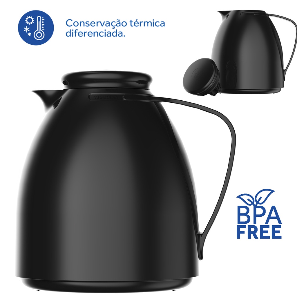 Bule Térmico Garrafa Preto 500ml Quente Frio Café Termolar
