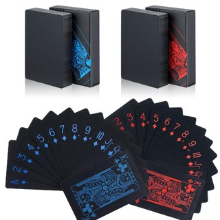 Baralho Preto Plástico Prova D'agua Black Poker Impermeável Dollar Mágica Truco Canastra 54 Cartas