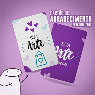 Cartão de Agradecimento Personalizado - Frente e Verso - 4,7 X 8,7cm Couchê Brilho 250grs