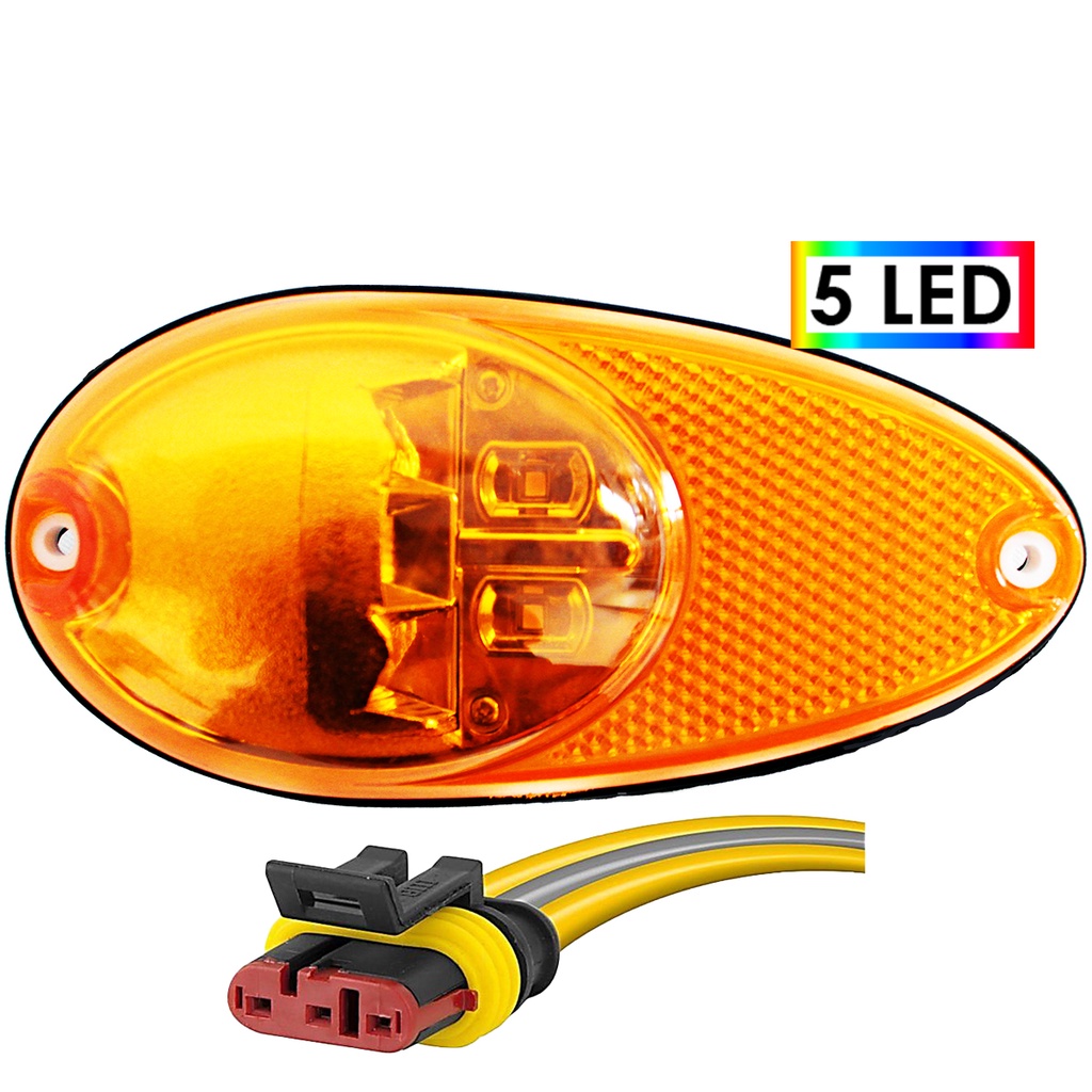 Lanterna Lateral Ônibus Bolha Pingão 5 Led BIVOLT com Conector