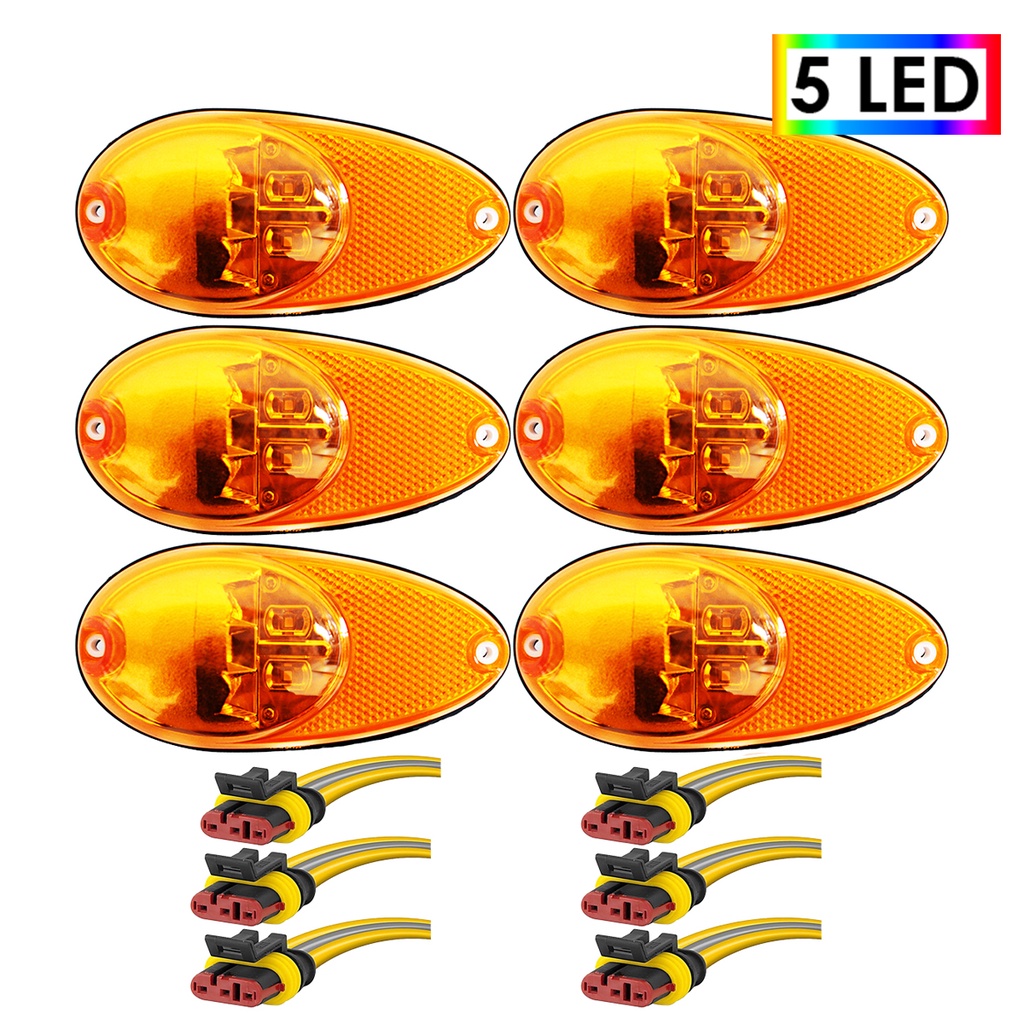 Cj6 Lanterna Lateral Ônibus Bolha 5 Led +Conector BIVOLT