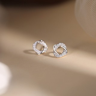 925 Pinos Geométricos De Prata Orelha Fêmea Zircon Brincos De Anel Redondo Linhas Simples