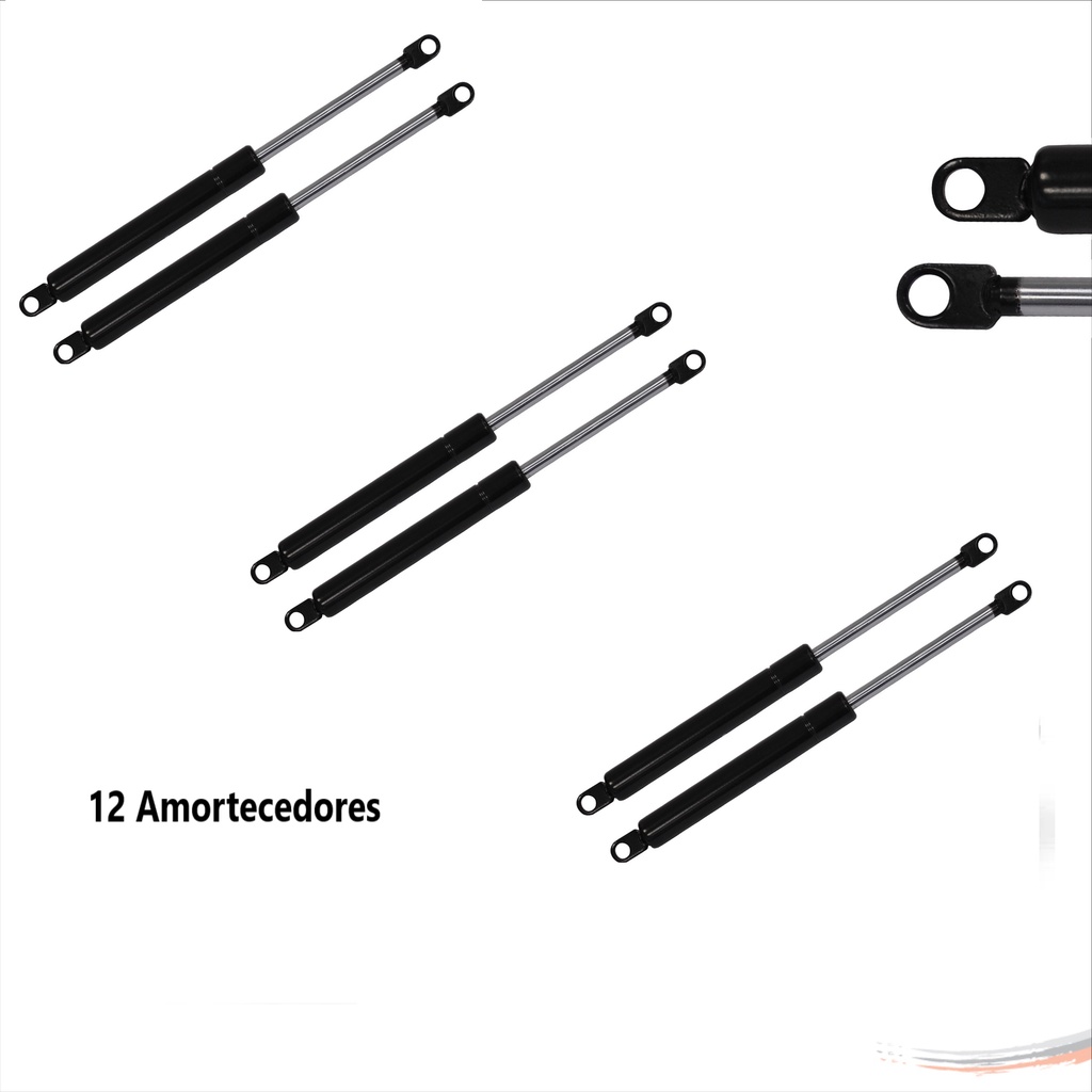 Kit 12 Amortecedores Pistão Mola A Gas 254 X 159 Mm 35Kg