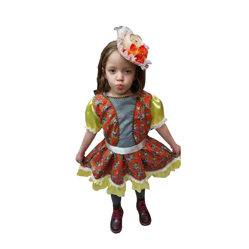 Vestido Caipira Festa Junina Bebê Menina Caipirinha Infantil São João Quadrilha Quermesse Arraiá