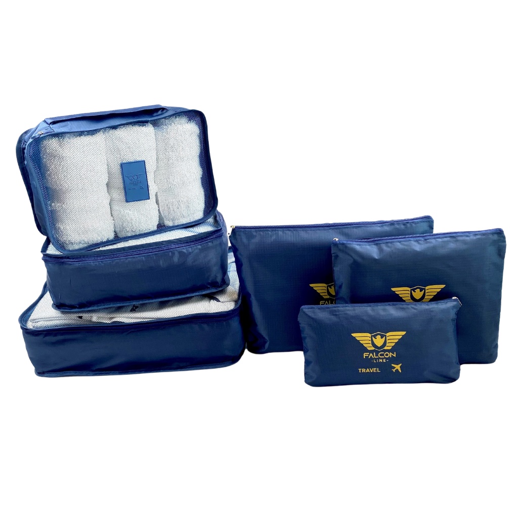 Kit Organizador de Mala Bolsa 6 Peças Necessaire para  Viagem Falcon Bagagem Multifuncional Dobrável