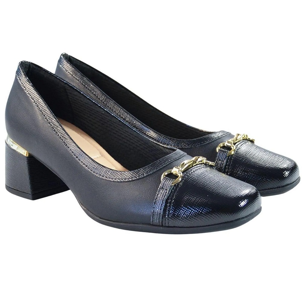 Sapato Fem Piccadilly Max Salto Médio Preto 748015-2 em Oferta na Shopee