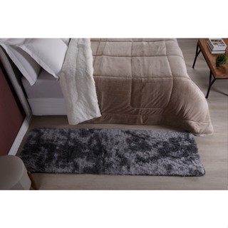 Tapete Peludo Lateral de Cama Macio Quarto Lindo - Cinza Mesclado