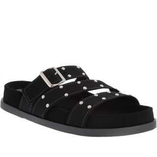 Sandália Gabriela Flatform Fivela Rebites Nobuck Preto