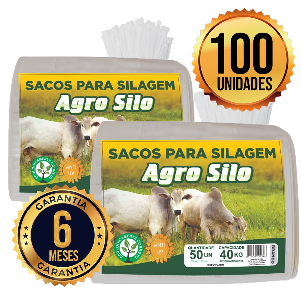 Sacos De Silagem Br 51x100 C/lacres Agro Silo - 100 Unid