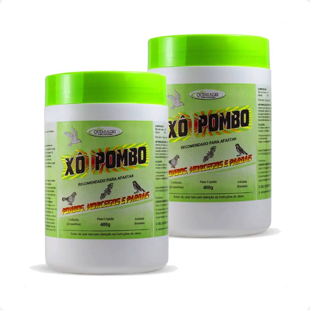 Kit 2 Xô Pombo Pastilha  Repelente Pombos, Morcegos, Pardal - 400 g em Oferta na Shopee