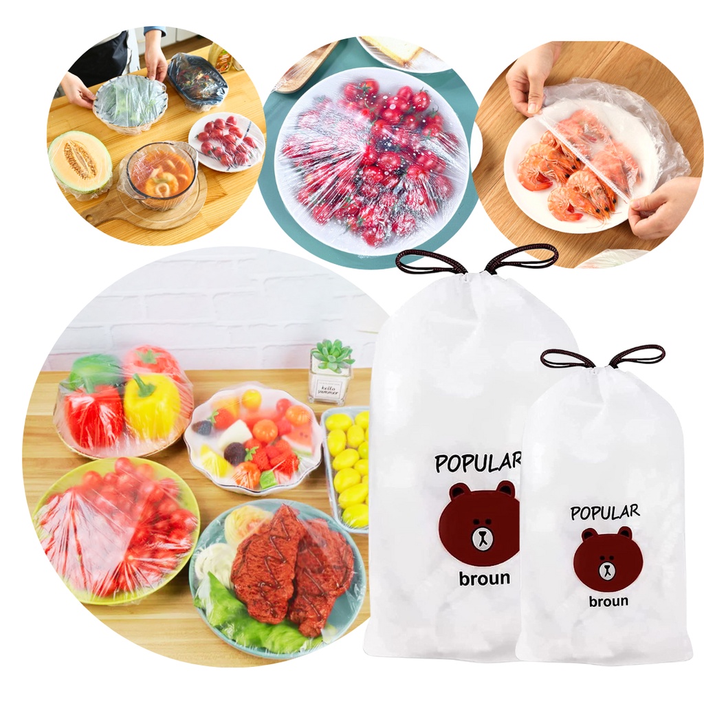 Capa Protetora/ Tampa para Alimentos Plástica Descartável Flexível Ajustável  80/160/240/320 peças