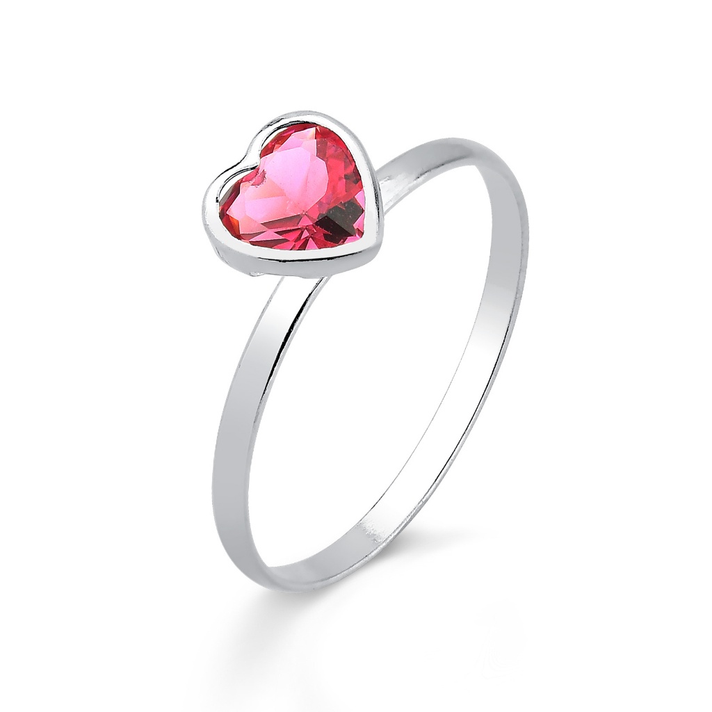 Anel Solitário de Prata 925 Coração Cereja em Oferta na Shopee