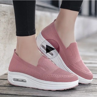 [Enviado Em 24 Horas] Tênis De Plataforma Ortopédica Feminina Elástica De Malha Casual Moda Sapatos De Caminhada Confortáveis