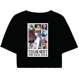 Cropped Feminino Preto Tumblr blogueira Taylor Swift The Eras Tour Poster feminina manga curta