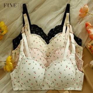 Finetooo Soutien Floral Para Meninas Roupas Íntimas Sem Fio Confortáveis Anel De Aço Anti Flacidez Femininas