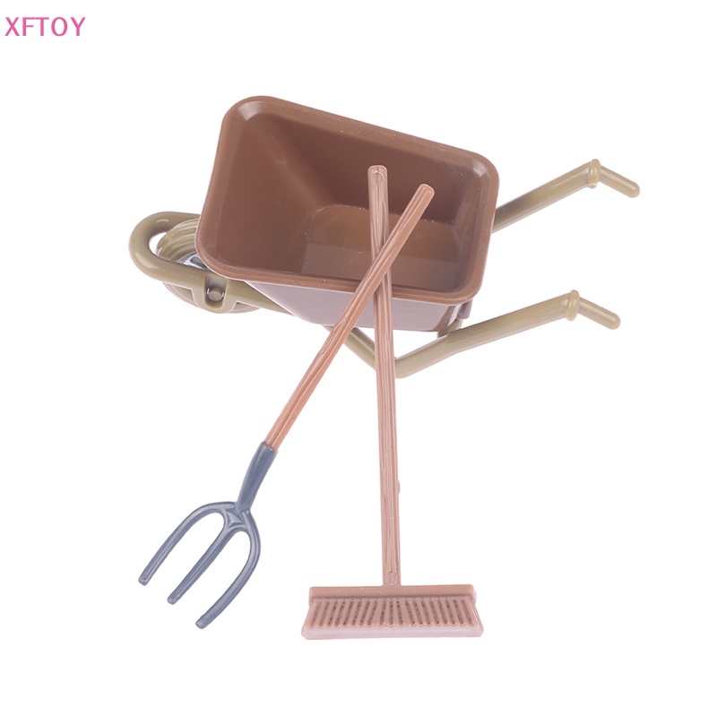 XFTOY 3pcs/set 1 : 12 Ferramenta De Jardinagem De Campo Casa De Bonecas Miniatura Carrinho De Construção HOT