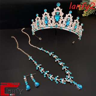 LANFY Conjunto De Jóias Da Coroa De Casamento Minimalista Festa Doce Água Gota Elegante Colar Cristal Encrustado Brincos