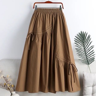 [Tecido De alta qualidade] Summer New Style High Waist Slimmer Look Irregular Laced-Up Mid-Length Large Hem Hem A-