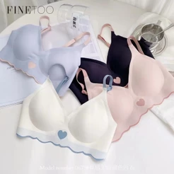 Finetooo Coração De Soutien Sem Costura Confortável Roupa Íntima Para Mulher One Piece Gather Push Up Bras