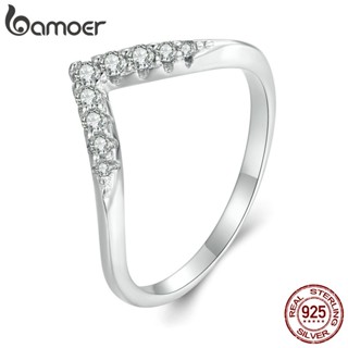 Bamoer 925 Sterling Sliver Ring Anel Em Forma De V Moissanite De Luxo Jóias De Moda Para Mulheres