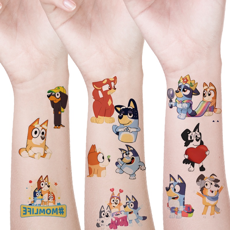 Tatuagem Temporária À Prova D'água Blue Orange Dog Sticker Tema Kid's Party Favors (Send Por Random)