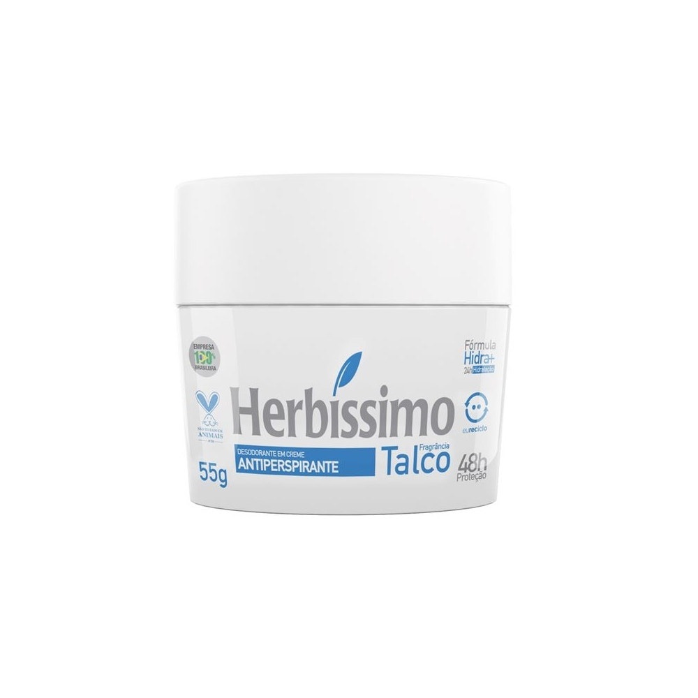 Desodorante Creme Herbíssimo Talco 55gr em Oferta na Shopee
