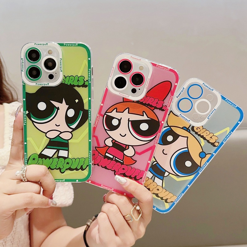 Com Bracket Powerpuff Girls Redmi 12 12C 10 10A 10C 9 9A 9C 9T Nota 12 Pro 12S Bonito Desenho Animado Soft TPU Capa De Silicone À Prova De Choque