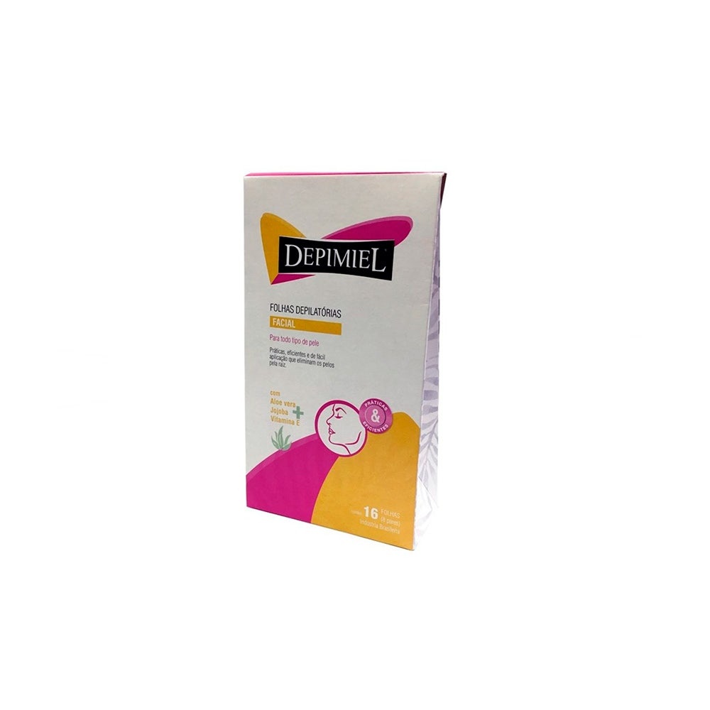 Folhas Prontas Para Depilação Facial Depimiel para todos tipos de pele 16 Folhas