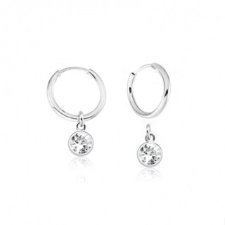 Argola de Prata 925 Com Pingente Redondo Zircônia
