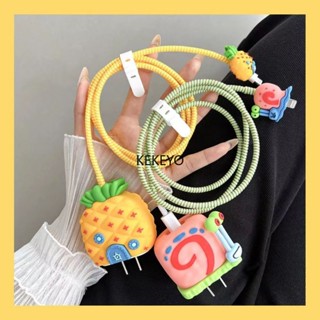 Conjunto De 4 Peças Caracóis De Abacaxi Protetor De Cabo Para iPhone/iPad 18W/20W Proteção Do Carregador Fofo Porta-Cartoon Acessórios Telefônico