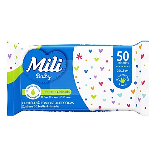 Toalhas Umedecidas Hipoalergênicas Com 50 Unidades-Mili Baby