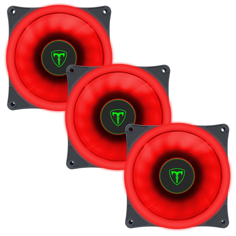 Kit 3 Cooler Fan Led Vermelho 120x120x25 120mm Gabinete Ventoinha Pc Fonte Silencioso Computador TGF200R - T-Dagger