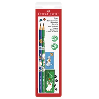 Lápis preto Pets Verde e Azul SM/935PETVA com 2 unidades Faber-Castell