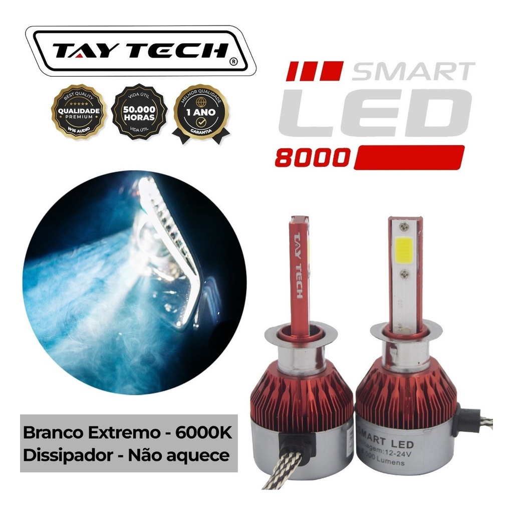 Lampada de Led Tay Tech 8000 Lumens H7