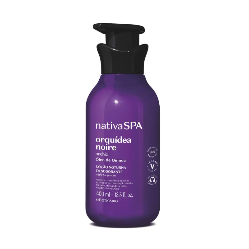 Loção Noturna Desodorante Corporal Nativa SPA Orquídea Noire O Boticário - 400ml