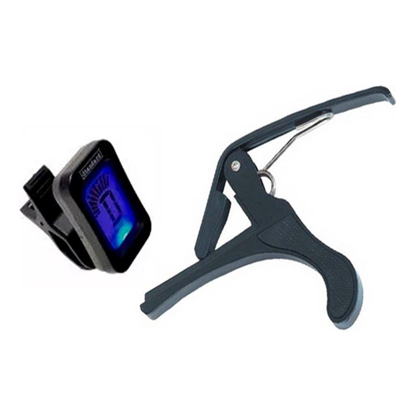 Kit Afinador Digital Para Violao Guitarra + Capotraste Capo
