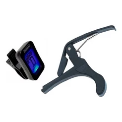 Kit Afinador Digital Para Violao Guitarra + Capotraste Capo