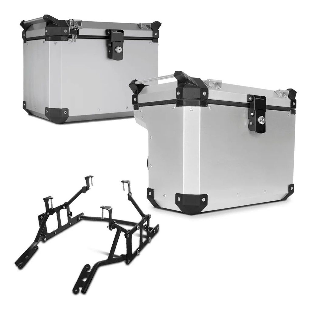 Baú Bauleto Para Moto 40/36 Litros + Suporte Tubular Super Adventure Gs 1200 Premium em Oferta na Shopee