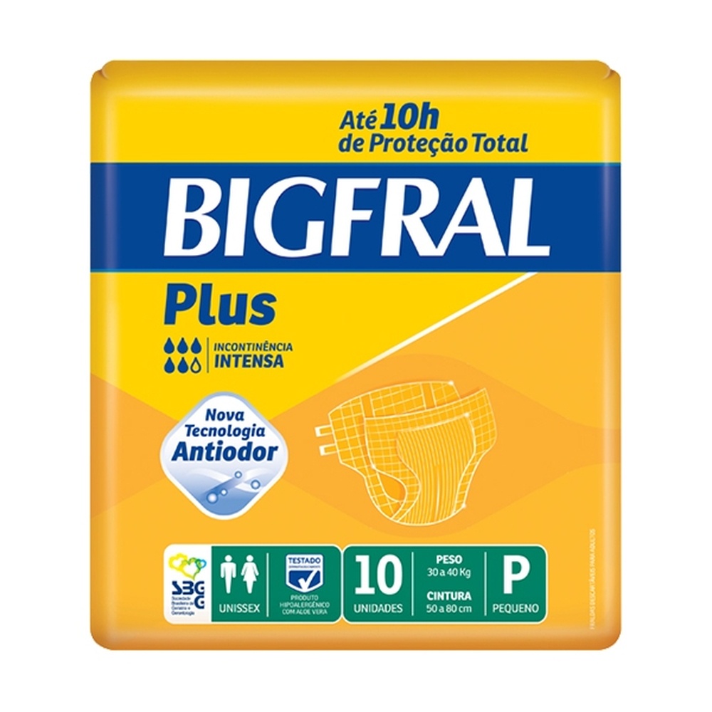 Fralda Geriátrica Bigfral Plus P com 10 Unidades