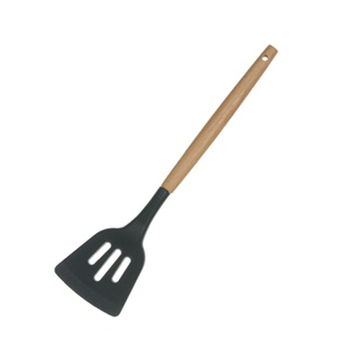 Espátula Vazada de Silicone Cabo Madeira Resistente Utensilio Cozinha em Oferta na Shopee