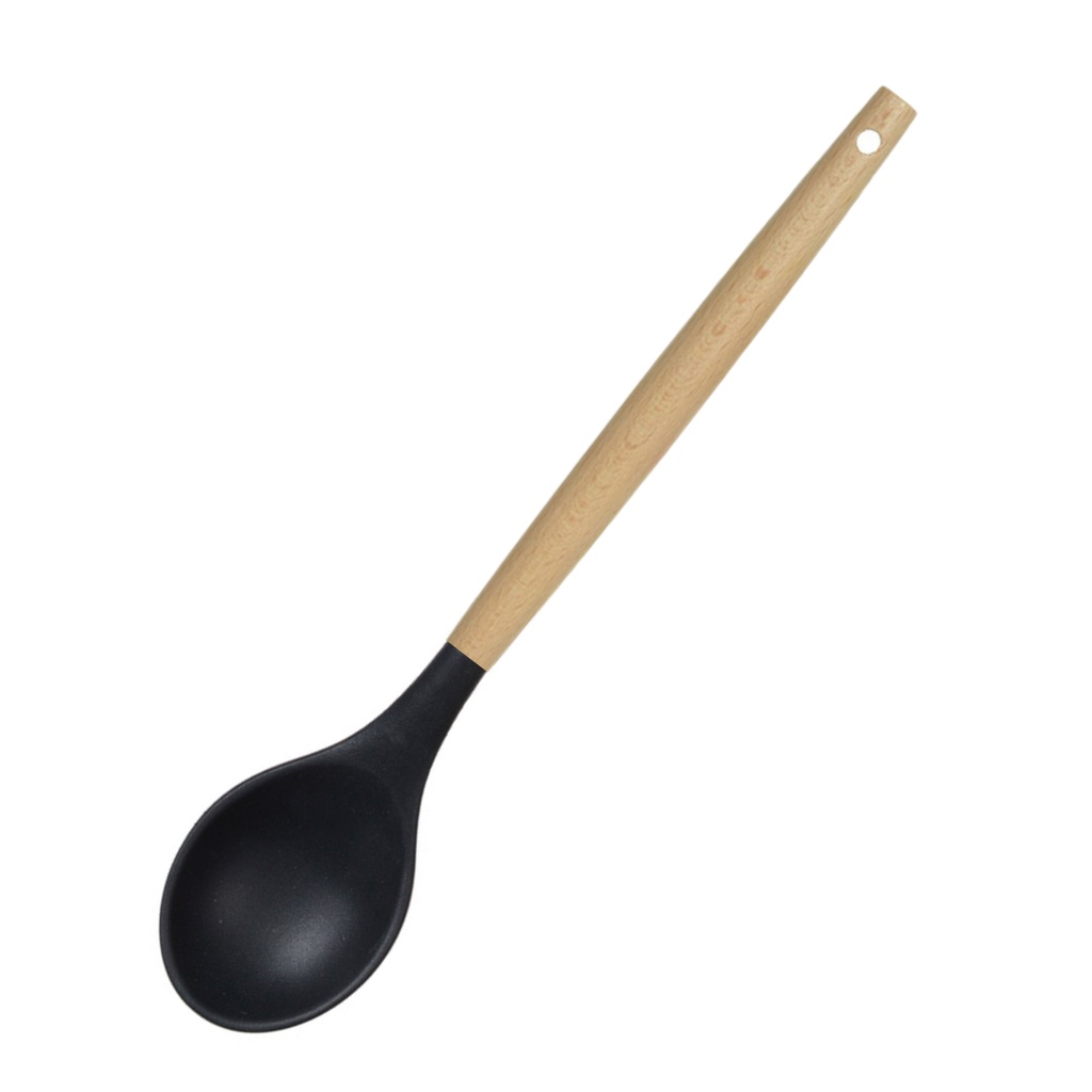 Colher Para Servir Arroz de Silicone e Cabo Madeira Resistente - Home & Living
